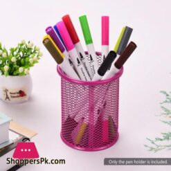 Metal Mesh Pen Container Pen Pencil Holder Organizer Cosmetic Round Pen Stand Holders Stationery Container Desk Organizer