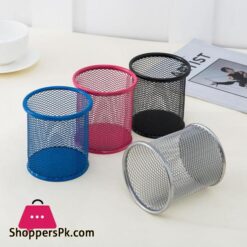 Metal Mesh Pen Container Pen Pencil Holder Organizer Cosmetic Round Pen Stand Holders Stationery Container Desk Organizer