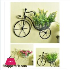 Pack Of 2 Retro Style Metal Bicycle Flower Basket Wall Art Wall Mount Hanging Flower Rack Unique Art Ornaments For Home Flower Vase