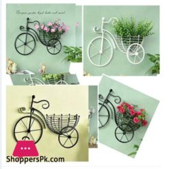 Pack Of 2 Retro Style Metal Bicycle Flower Basket Wall Art Wall Mount Hanging Flower Rack Unique Art Ornaments For Home Flower Vase