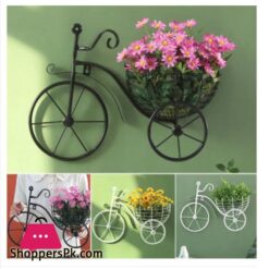 Pack Of 2 Retro Style Metal Bicycle Flower Basket Wall Art Wall Mount Hanging Flower Rack Unique Art Ornaments For Home Flower Vase