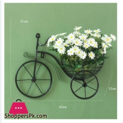 Pack Of 2 Retro Style Metal Bicycle Flower Basket Wall Art Wall Mount Hanging Flower Rack Unique Art Ornaments For Home Flower Vase