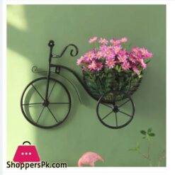 Pack Of 2 Retro Style Metal Bicycle Flower Basket Wall Art Wall Mount Hanging Flower Rack Unique Art Ornaments For Home Flower Vase