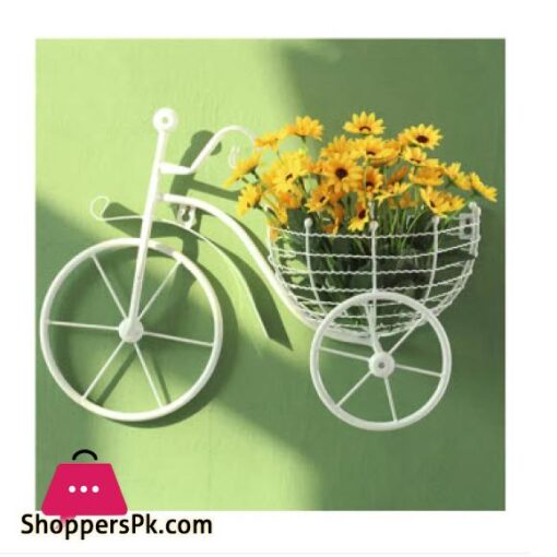 Pack Of 2 Retro Style Metal Bicycle Flower Basket Wall Art Wall Mount Hanging Flower Rack Unique Art Ornaments for Home Flower Vase