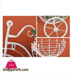 Pack Of 2 Retro Style Metal Bicycle Flower Basket Wall Art Wall Mount Hanging Flower Rack Unique Art Ornaments For Home Flower Vase