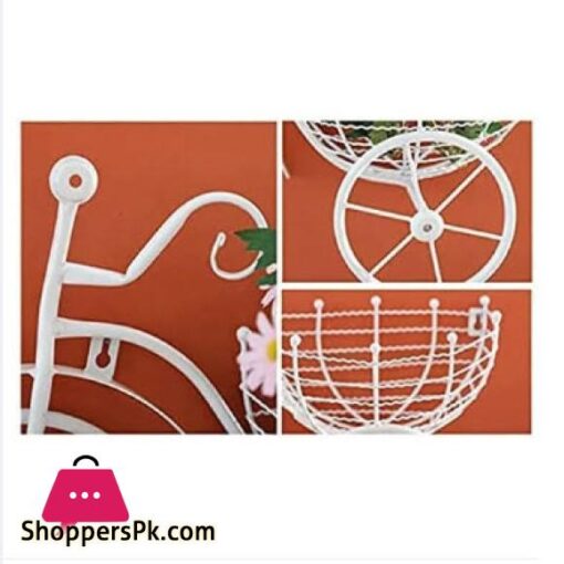 Pack Of 2 Retro Style Metal Bicycle Flower Basket Wall Art Wall Mount Hanging Flower Rack Unique Art Ornaments for Home Flower Vase