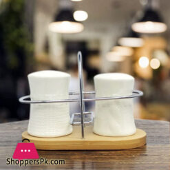 Salt and Pepper Shaker With Bamboo Base