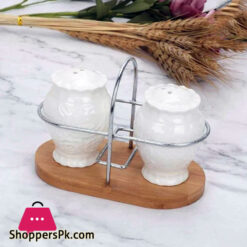 Salt and Pepper Shaker With Bamboo Base