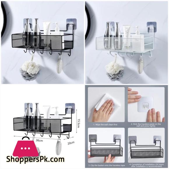 Self-Adhesive Wall-Mounted Iron Shelf With Hook Premium Quality 3 Self Adhesive Wall Mounted Iron Shelf With Hook Premium Quality