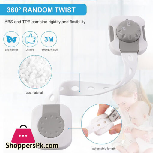 Baby Safety Lock Child Safety Locks Multi-Functional Adjustable Double Button Baby Anti-Clip Latch System For Cabinets, Drawers Fridge Closet