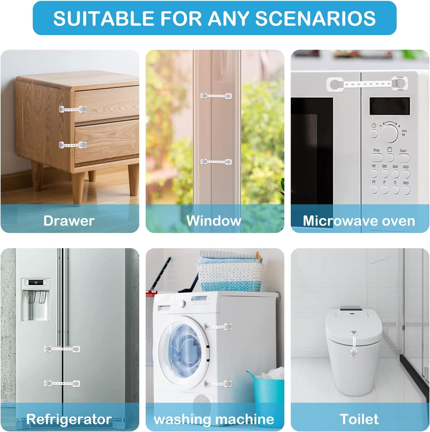 Baby Safety Lock Child Safety Locks Multi-Functional Adjustable Double Button Baby Anti-Clip Latch System For Cabinets, Drawers Fridge Closet