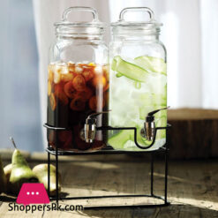Beverage Dispenser With Faucet With Stand 2-Piece Black Clear 2300x2