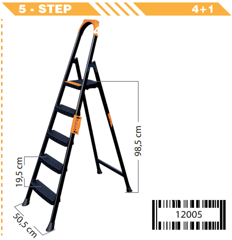 Cakmak Anka Plus 4+1 Metal Step Ladder Turkey Made