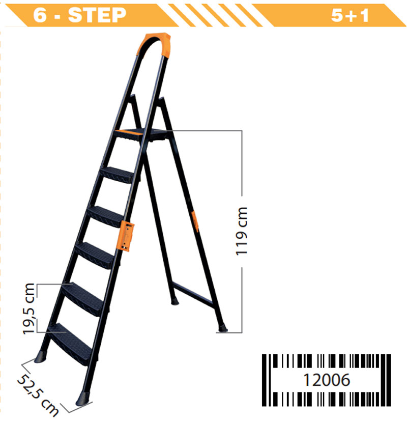 Cakmak Anka Plus 5+1 Metal Step Ladder Turkey Made