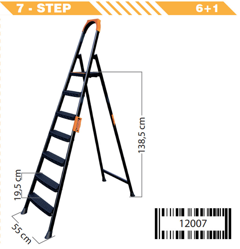 Cakmak Anka Plus 6+1 Metal Step Ladder Turkey Made