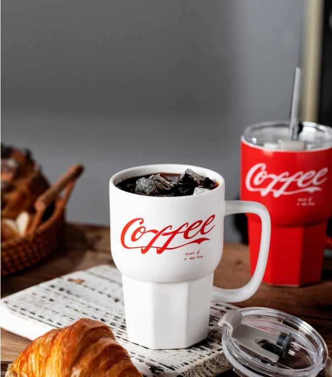 Ceramic Cup With Straw Glass For Coffee 500Ml