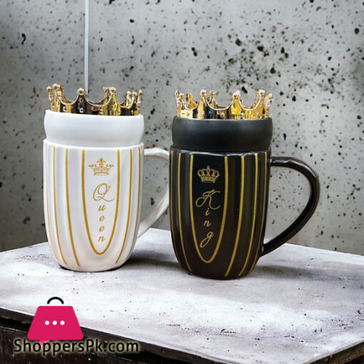 Crown Couple Mug Ceramic Set of 2 King Queen