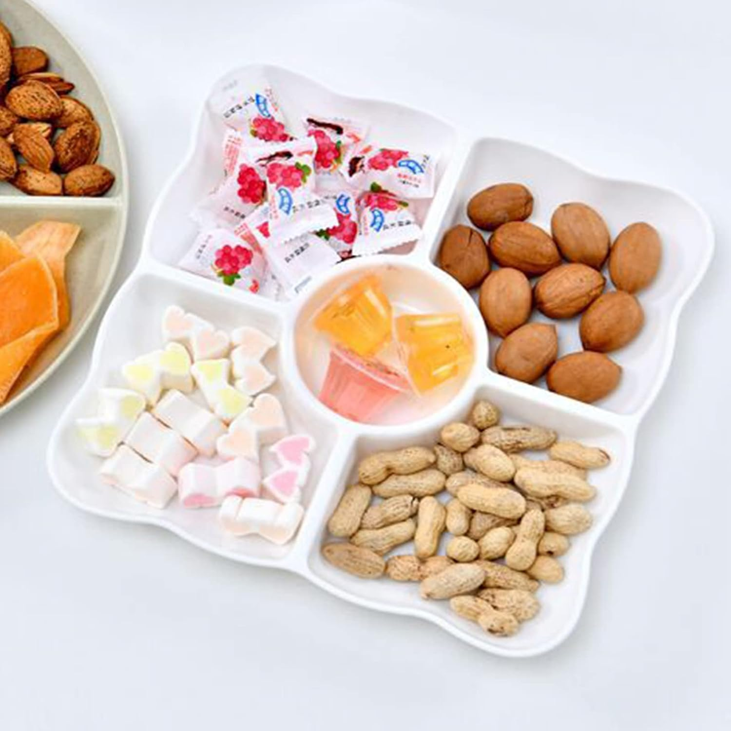 Danny Home Ceramic 5 Compartment Snack Divider Tray 7.2 Inch