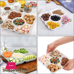 Danny Home Ceramic 5 Compartment Snack Divider Tray 7.2 Inch