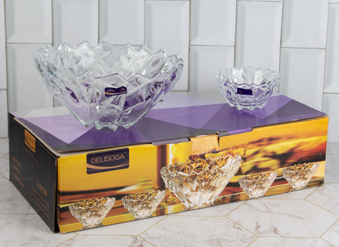 Delisoga Crystal Glass Set Of Bowls 6 + 1