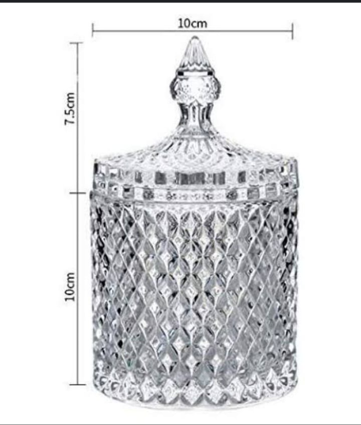 Delisoga Multipurpose Jar With Lid Unique Shape Handmade Glass Footed Candy Jar With Lid 1 Piece