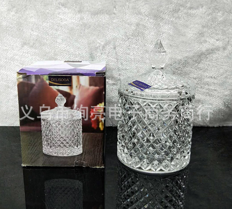 Delisoga Multipurpose Jar With Lid Unique Shape Handmade Glass Footed Candy Jar With Lid 1 Piece