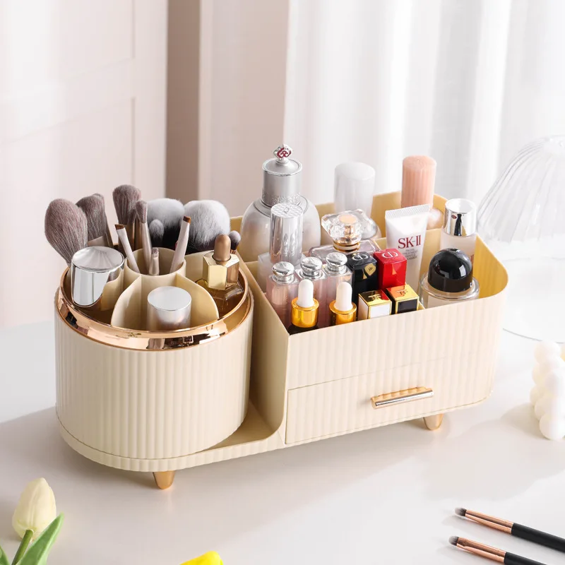Desktop Makeup Organizer With Drawers Cosmetic Storage Box Makeup Brushes Holder Eyeshadow Palette Container For Women