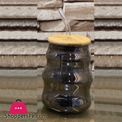 Drinking Glass Cups with Bamboo Lids and Glass Straws Reusable Glass Tumbler Cup Iced Coffee Cup Soda Glasses