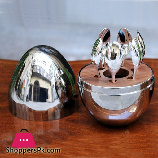 Egg Shape Tea Spoon Set of 6 Gift Box Tableware Dinnerware For Kitchen Family Hotel Restaurant