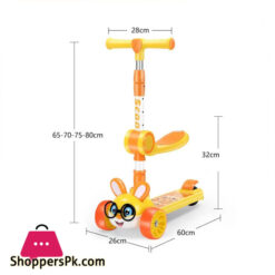 Foot Scooters With Music Speaker 4 Levels Foldable Adjustable Height For 2-10 Years Children 3-Wheel Flash Wheels Kick Scooter