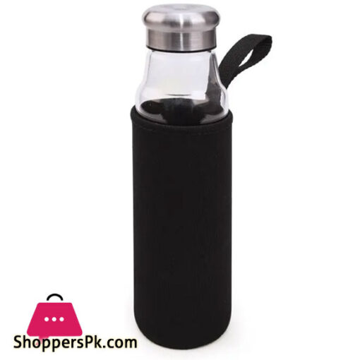 Glass Airtight Black Water Bottle 550 ml