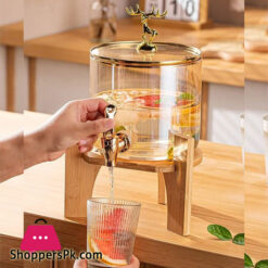 Golden Deer Glass Drink Server Glass Storage Tank Drink Dispenser Storage Fridge Pot Barley Tea Pot Glass Heat Resistant
