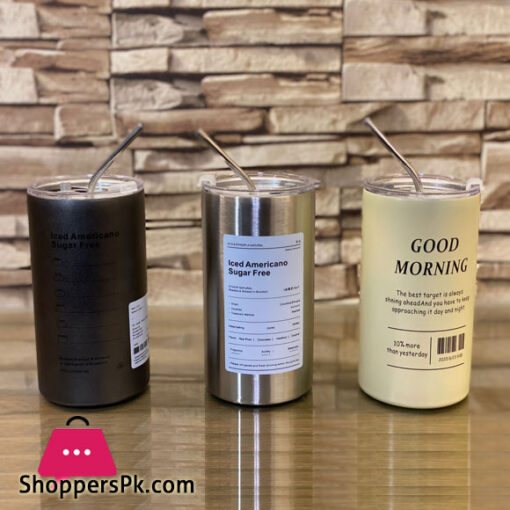 Iced American Scotch Free 600ml Stainless Steel Casual Travel Coffee Tumbler Mug with Straw