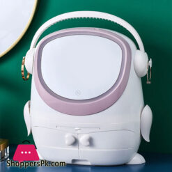 Led Makeup Mirror With Cosmetic Storage Box With Light Cosmetic Box Portable Makeup Box Dustproof Large-Capacity Storage Box