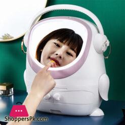 Led Makeup Mirror With Cosmetic Storage Box With Light Cosmetic Box Portable Makeup Box Dustproof Large-Capacity Storage Box