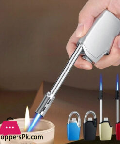 Metal Folding Hose Blue Flame Lighter Outdoor Windproof Portable Inflatable Flame Thrower Kitchen Barbecue Welding Gun Cigar Lighter