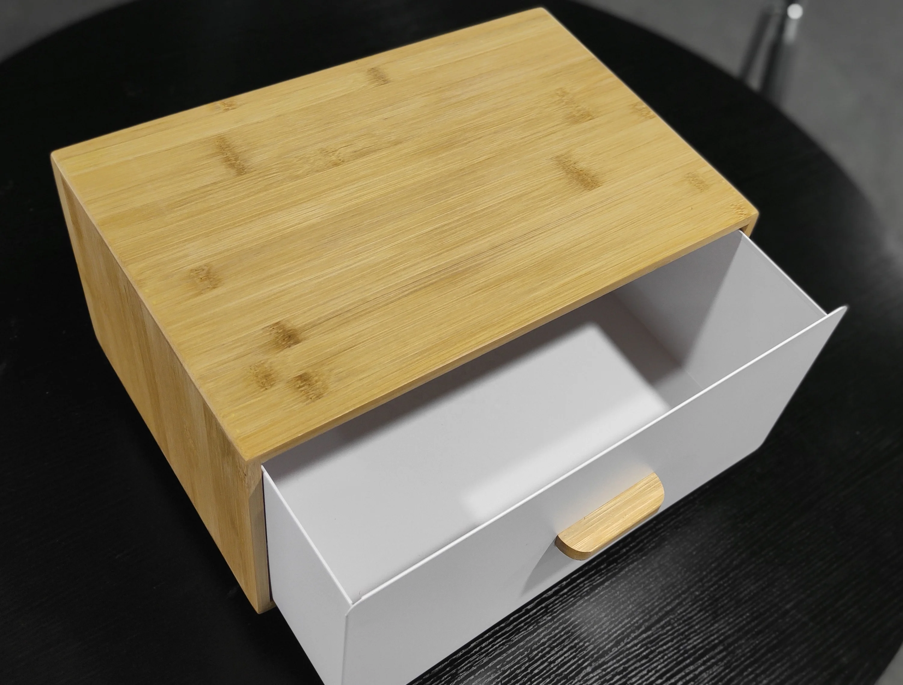 Hausroland New Stylish Color Coated Metal Bread Box Tea Coffee Sugar Bucket Set Of 4 With Bamboo Lid