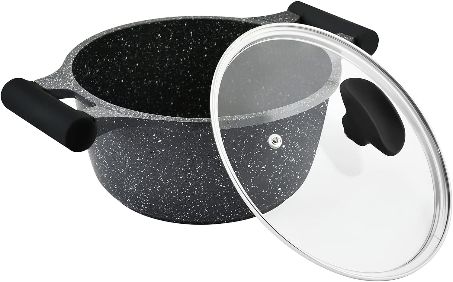 Prestige Essentials Granite 7 Piece Non-Stick Cast Aluminium Cookware Sets Induction Base Non Stick Casserole Fry Pan - Black 80962