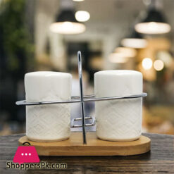Salt and Pepper Shaker With Bamboo Base