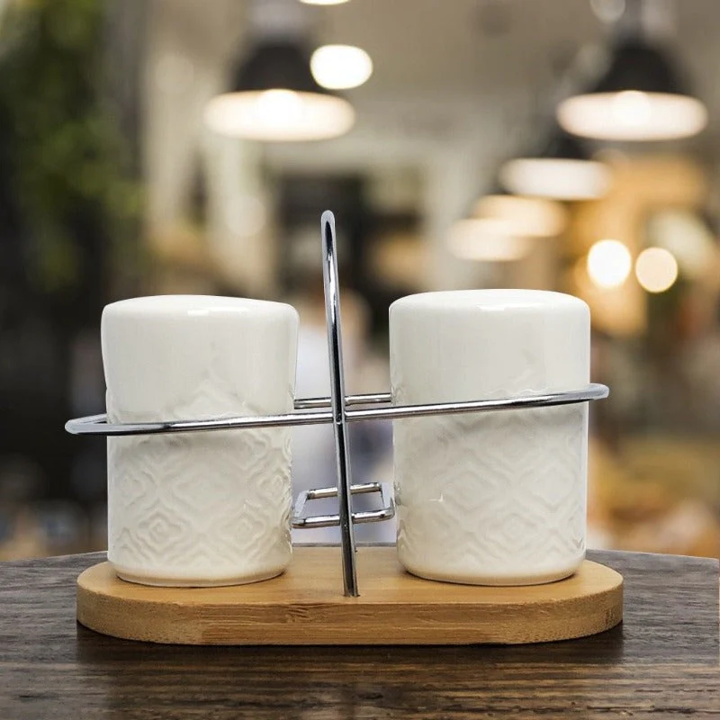 Salt And Pepper Shaker With Bamboo Base