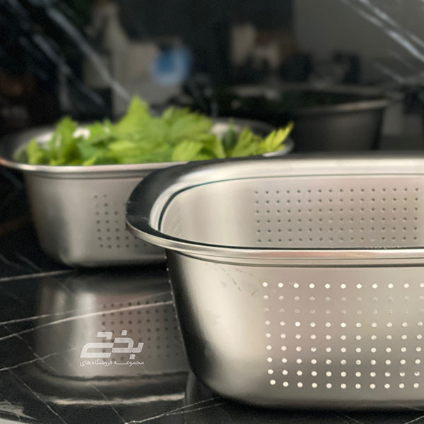Stainless Steel Colander Unique Square Strainer Size 28Cm