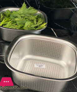 Stainless Steel Colander Unique Square Strainer Size 24CM