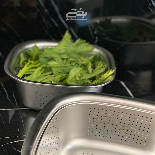 Stainless Steel Colander Unique Square Strainer Size 28Cm