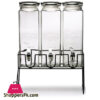 Triple Beverage Drink Dispensers Lids And Black Metal Stand 3 X 2.5L