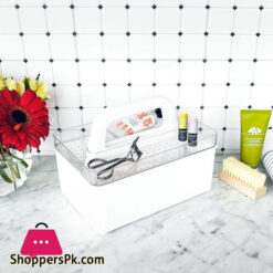 Two-Compartments Handle for Toiletries Portability BPA Free Large White