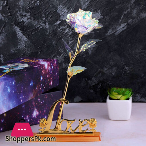 Valentine's Day Artificial Flowers Rose Flower Forever 24K aurum Rose Colorful with Base with Luxury Gift Box for Women