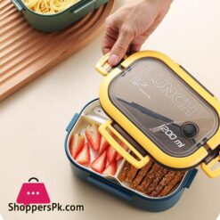 FUN LIVE Lunch Box 2 Layers Grids Student Office Worker Microwave Hermetic Bento Box Outdoor Picnic Fruit Food Container With Fork Spoon