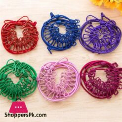 1Pcs Clothesline Rope Elastic Cloth Drying Hanging Rope With 12 Clips And 2 Hooks Travel Clothesline Hanging Laundry Drying Rope 1Pcs Random Colour