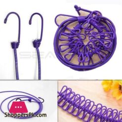 1Pcs Clothesline Rope Elastic Cloth Drying Hanging Rope With 12 Clips And 2 Hooks Travel Clothesline Hanging Laundry Drying Rope 1Pcs Random Colour