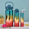 3 In 1 Electro Plated Gradient Color Plastic Sports Water Bottle 2L 0.6L 0.3L